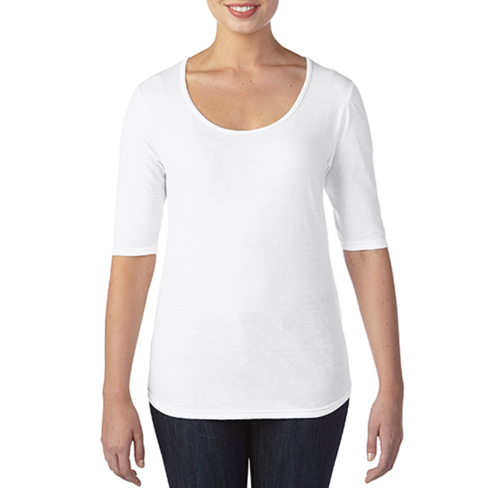 Women's Tri-Blend Deep Scoop 1/2 Sleeve Tea
