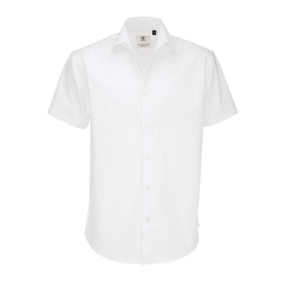 Poplin Shirt Black Tie Short Sleeve / Men