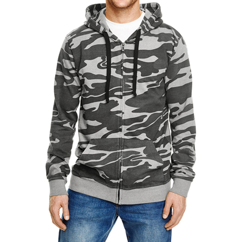 Full Zip Camo Hooded Fleece Jacket