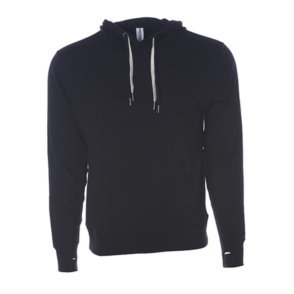 Pull unisexe à capuchon en tissu éponge français de poids moyen.