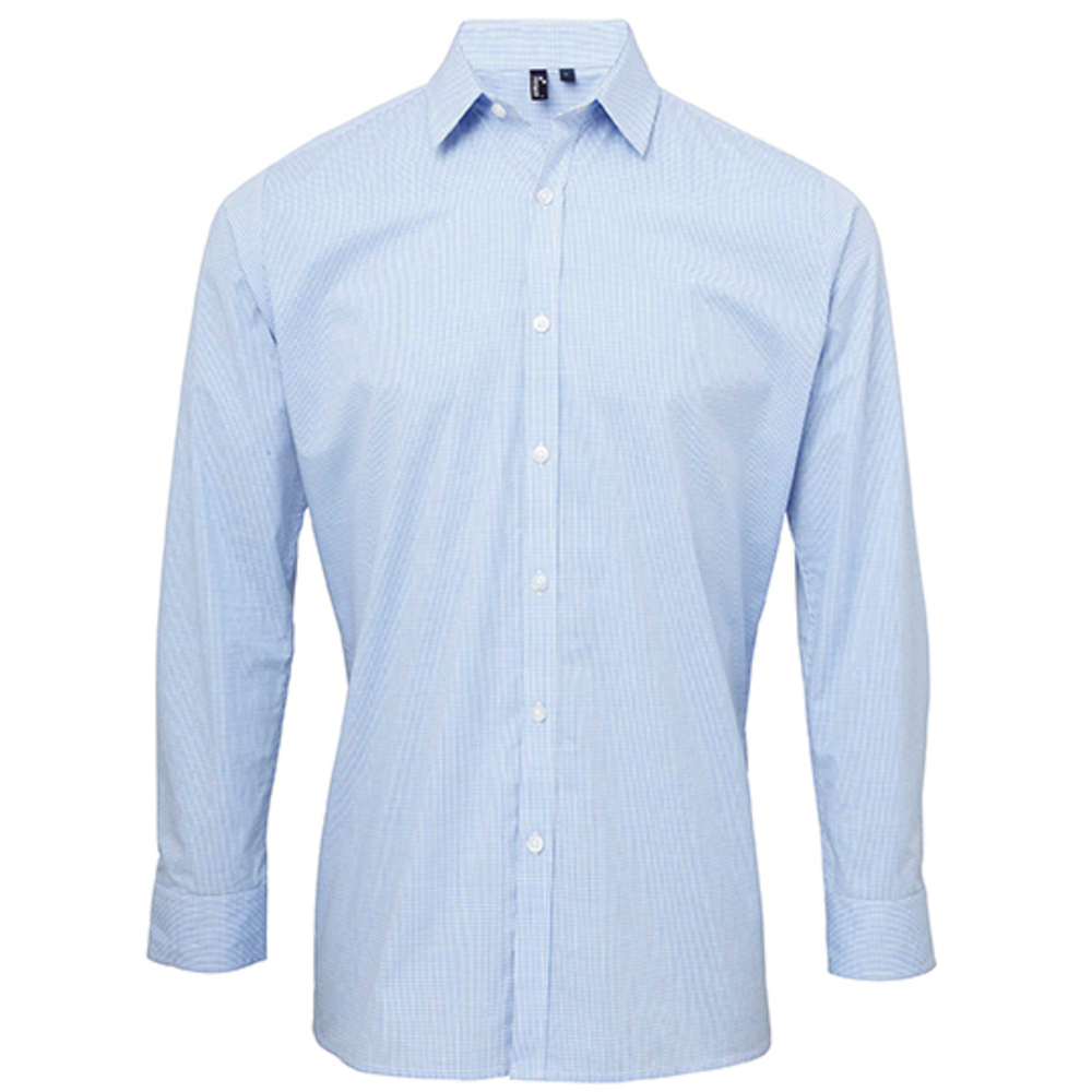 Mens Microcheck (Gingham) Long Sleeve Shirt