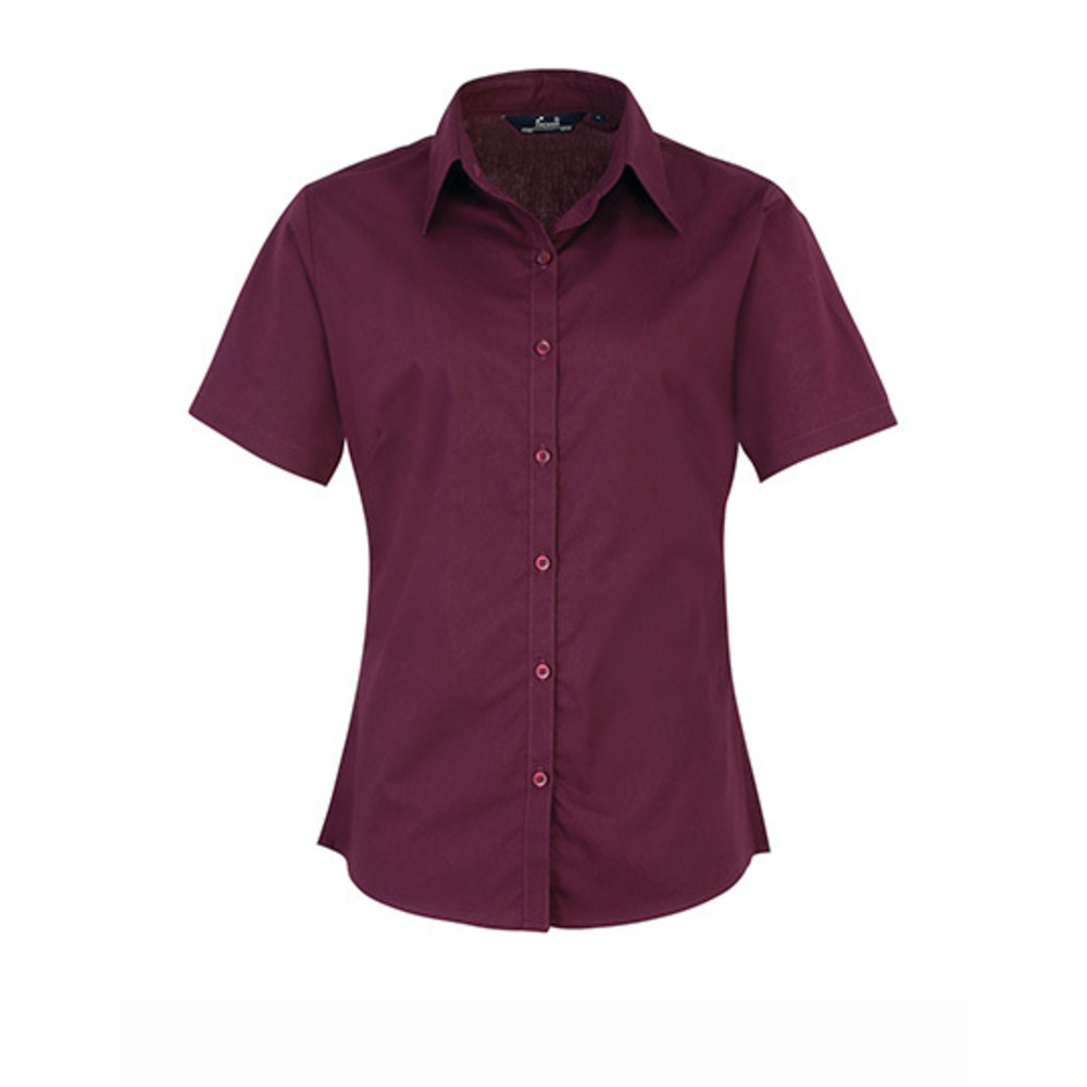 Ladies Poplin Short Sleeve Blouse