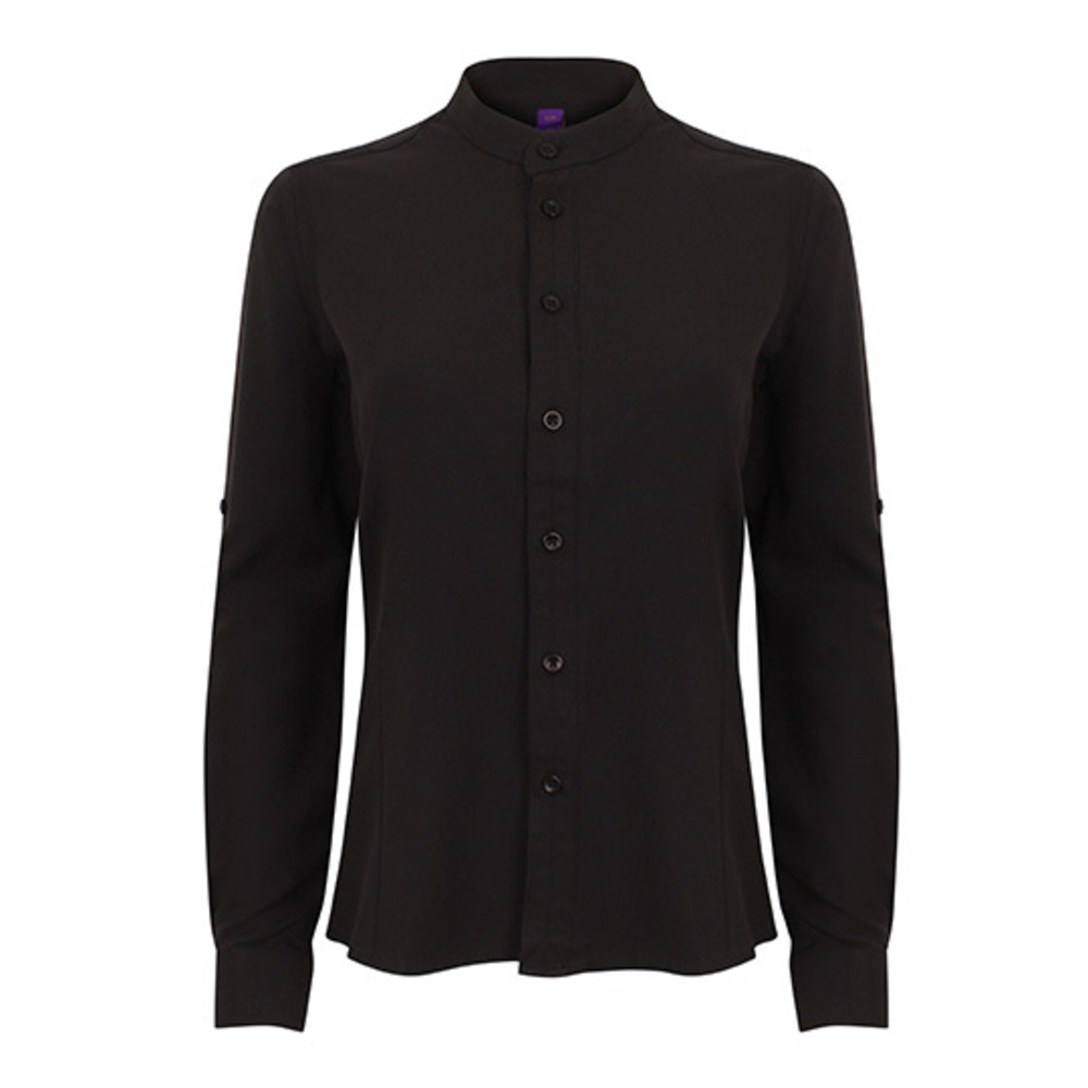 Ladies Mandarin Shirt Roll Tab Sleeve
