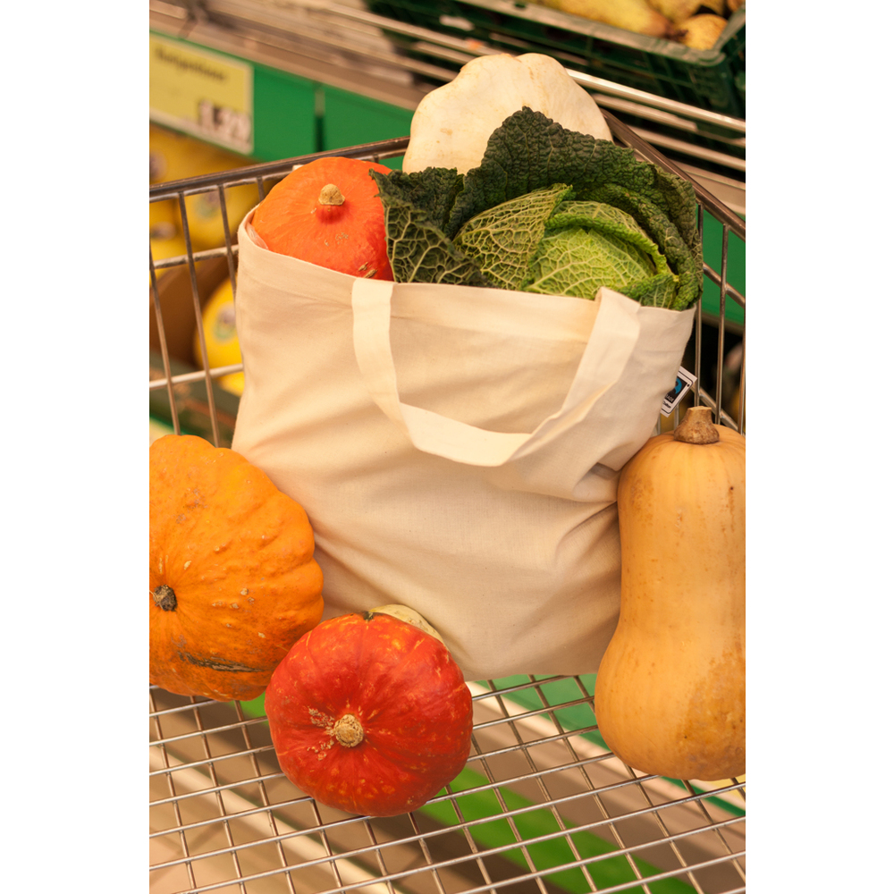 Baumwolltasche, Fairtrade-Baumwolle, natur, kurze Henkel