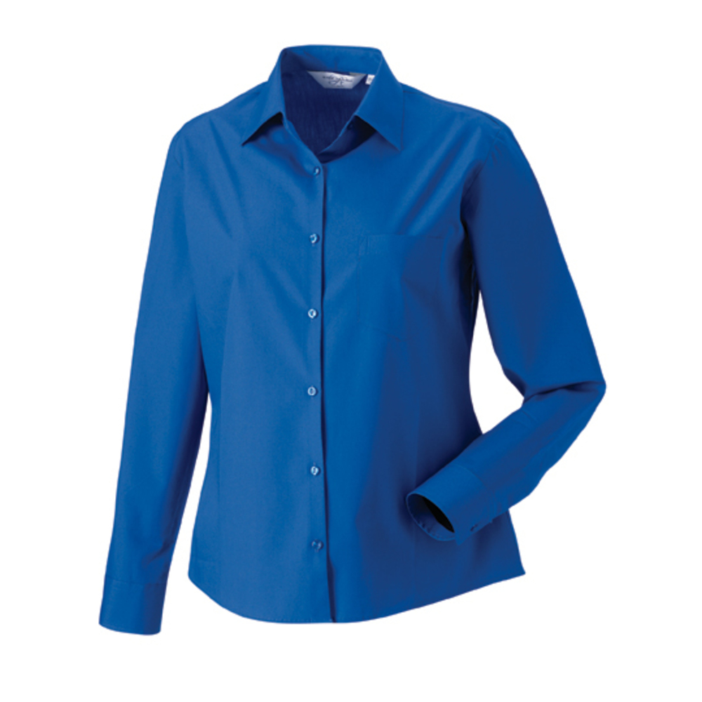 Ladies Long Sleeve Pure Cotton Poplin Blouse