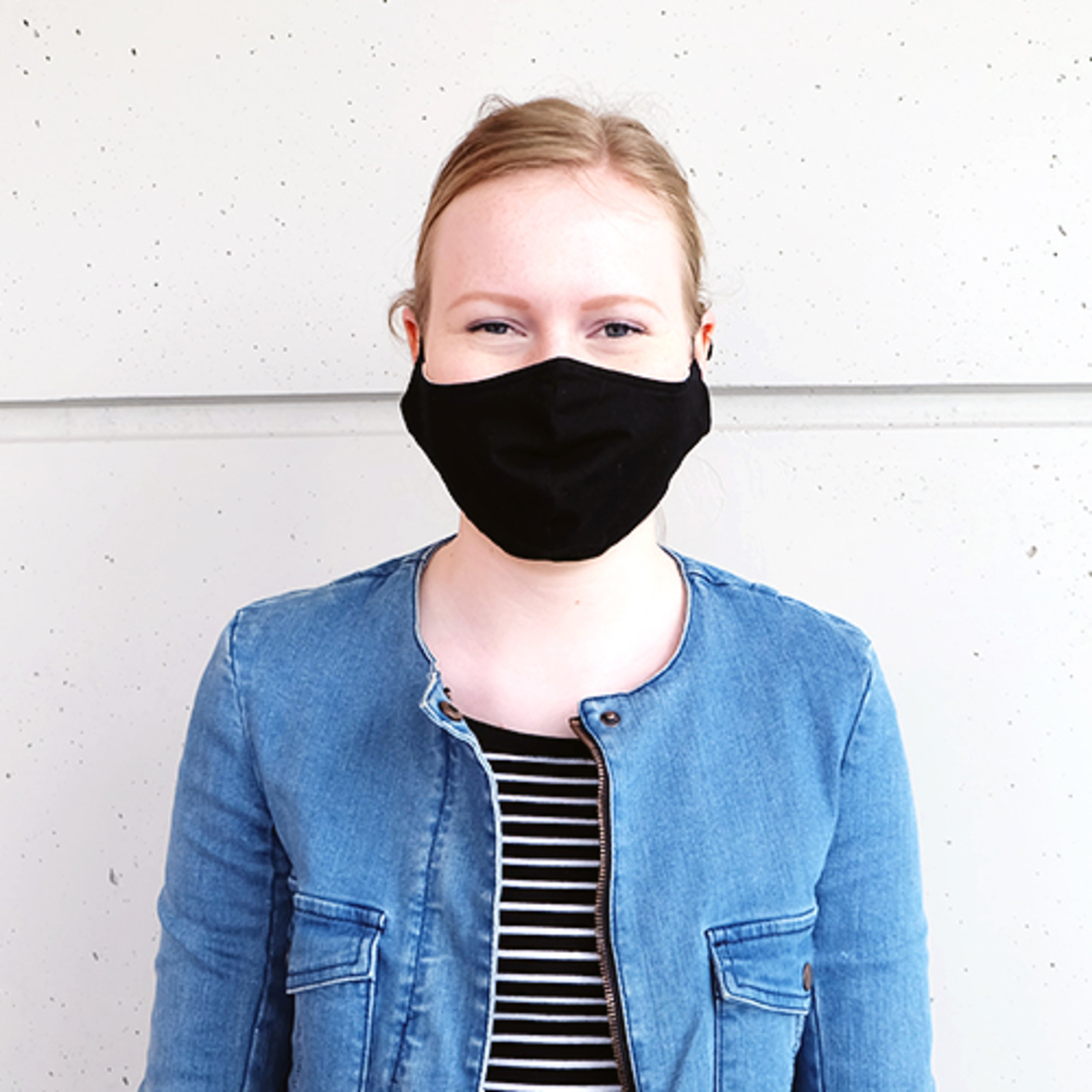 Stoffmaske für Jugendliche (10 - 16 Jahre) aus Baumwolle mehrfach verwendbar - Modell: Youngster schwarz, unbedruckt