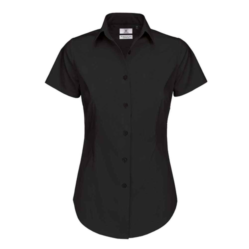 Camicia in popeline nero Legare manica corta / Donne