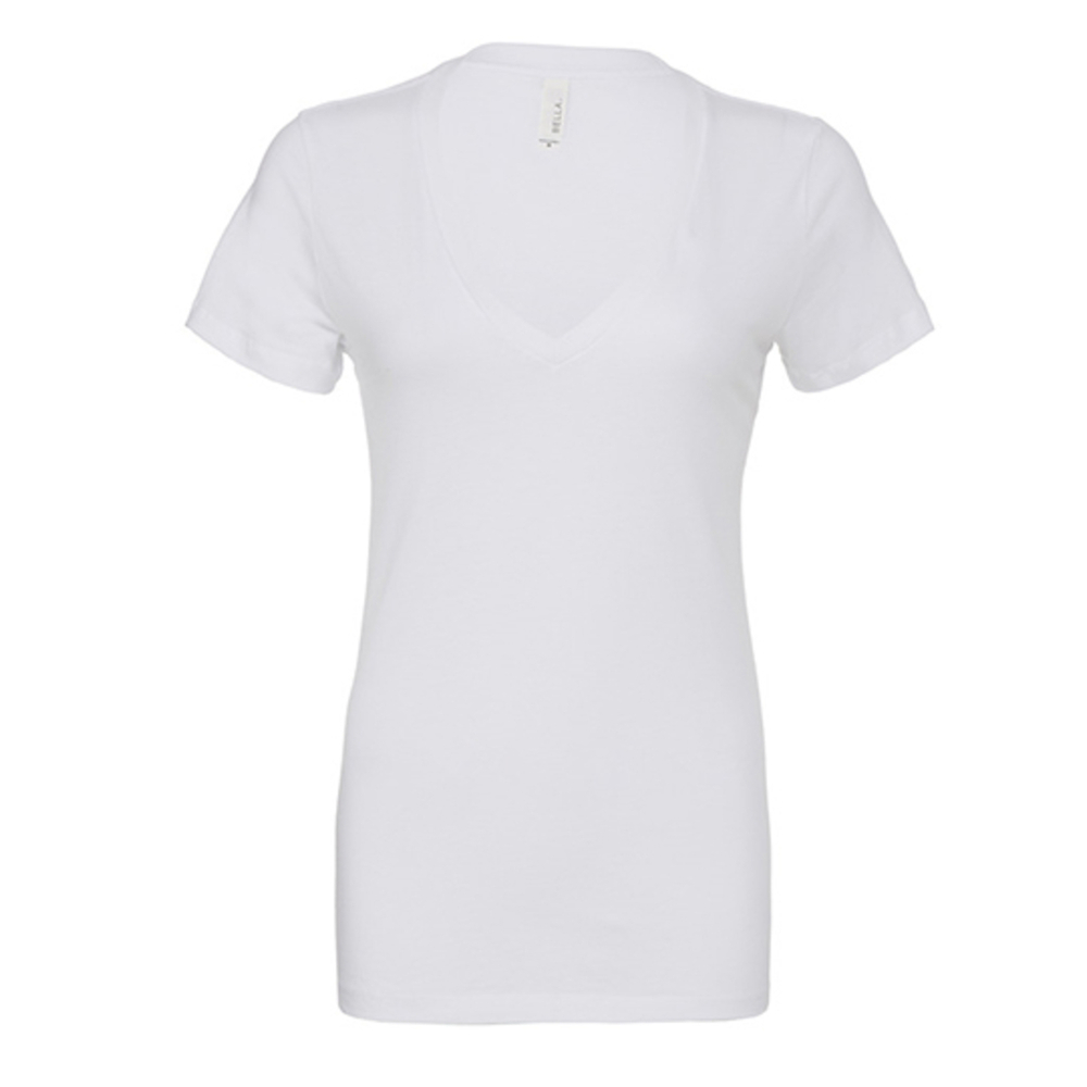 T-shirt da donna con scollo a V profondo in jersey