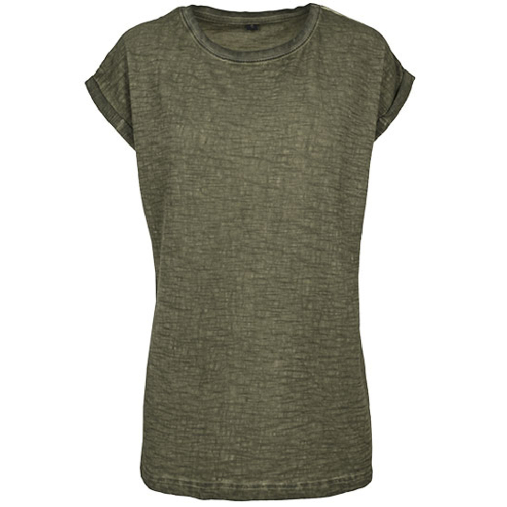Ladies` Spray Dye Extended Shoulder Tee