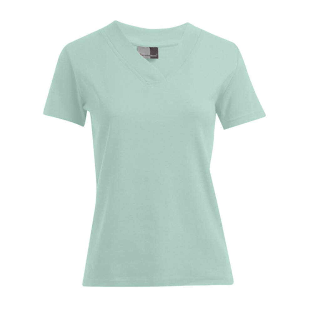 Camiseta con cuello en V y costilla para mujer