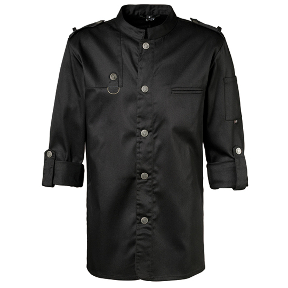 Kochjacke Bikerstyle mit Schulterklappen