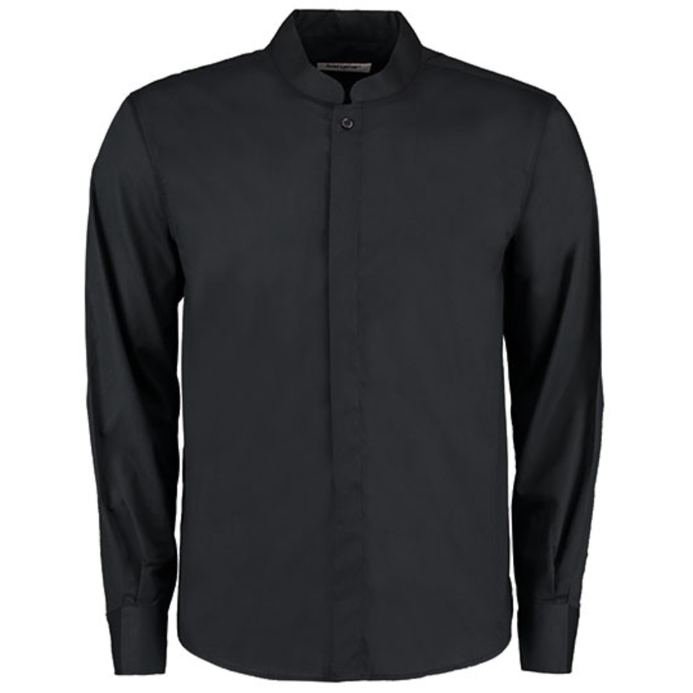 Men`s Tailored Fit Bar Shirt Mandarin Collar Long Sleeve