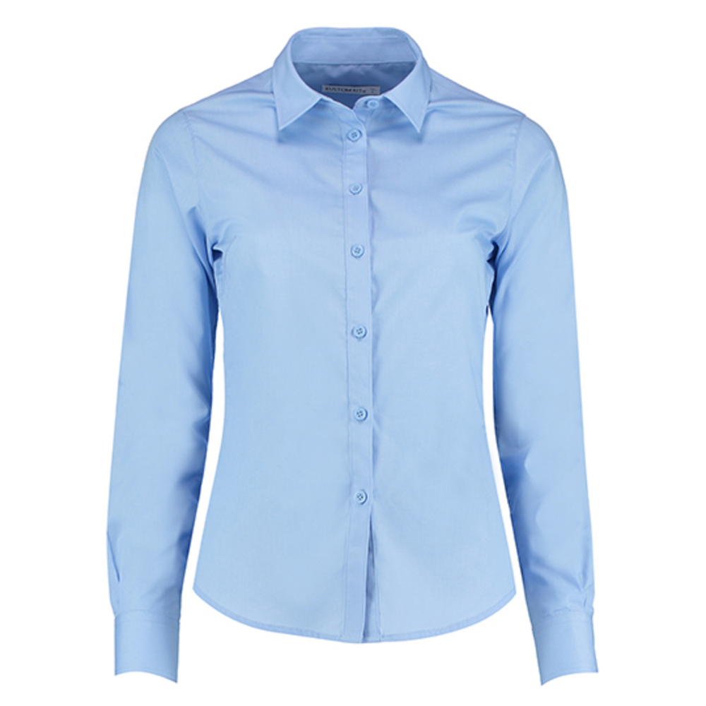 Camisa de popelina de corte a medida para mujer de manga larga