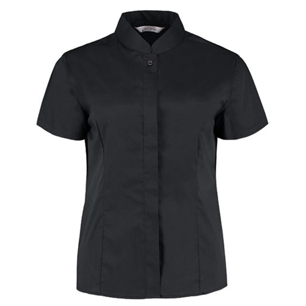 Women`s Tailored Fit Bar Shirt Mandarin Collar Short Sleeve