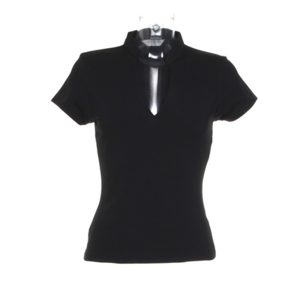 Regular Fit Corporate Top V Neck Mandarin Collar