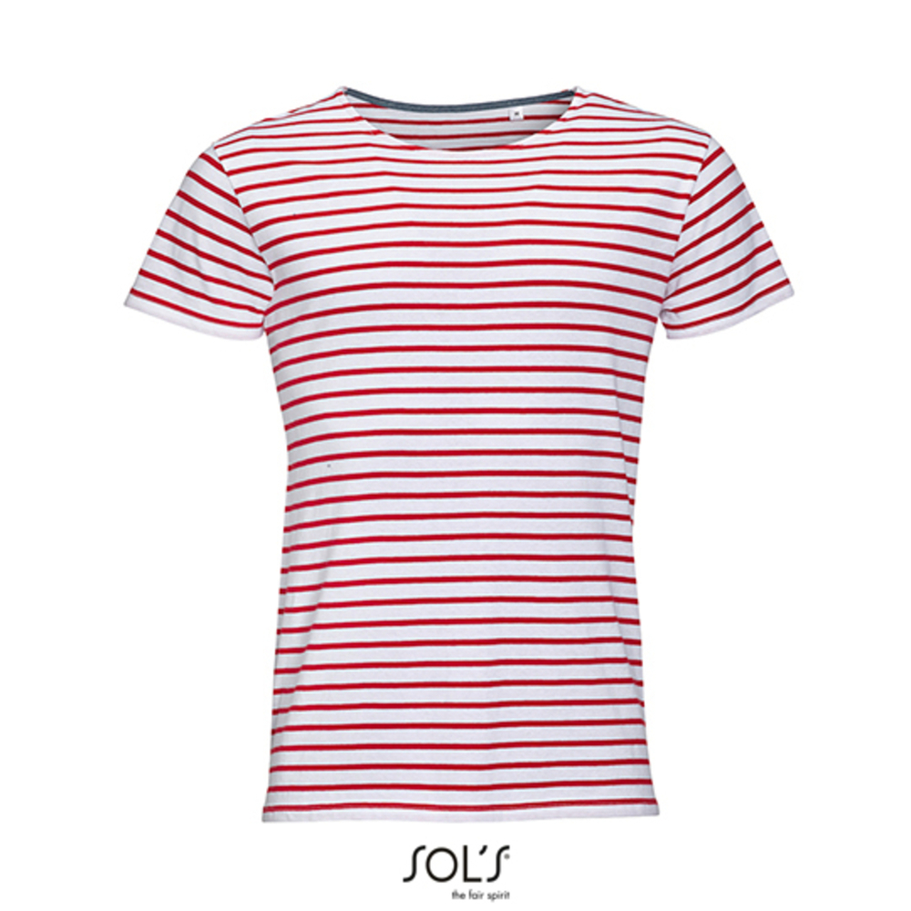 Hombres `s cuello redondo a rayas T-Shirt Millas
