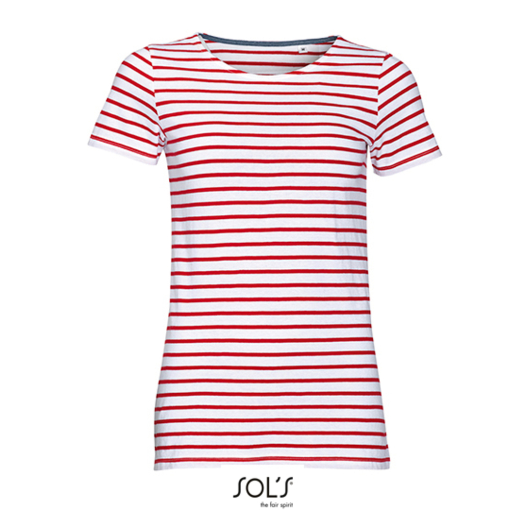 Mujeres `s Cuello Redondo Camiseta de rayas Miles