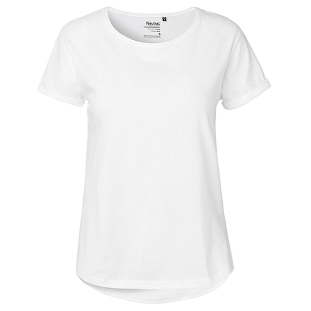 Camiseta de manga enrollada para mujer