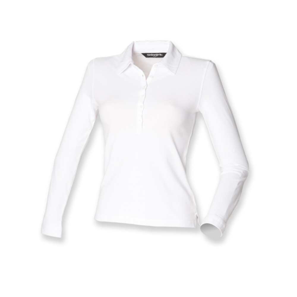 Polo elasticizzata a maniche lunghe da donna