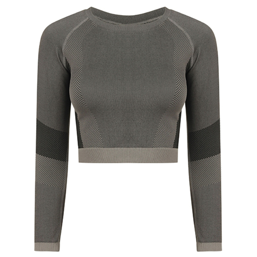 Ladies Seamless Panelled Long Sleeve Crop Top