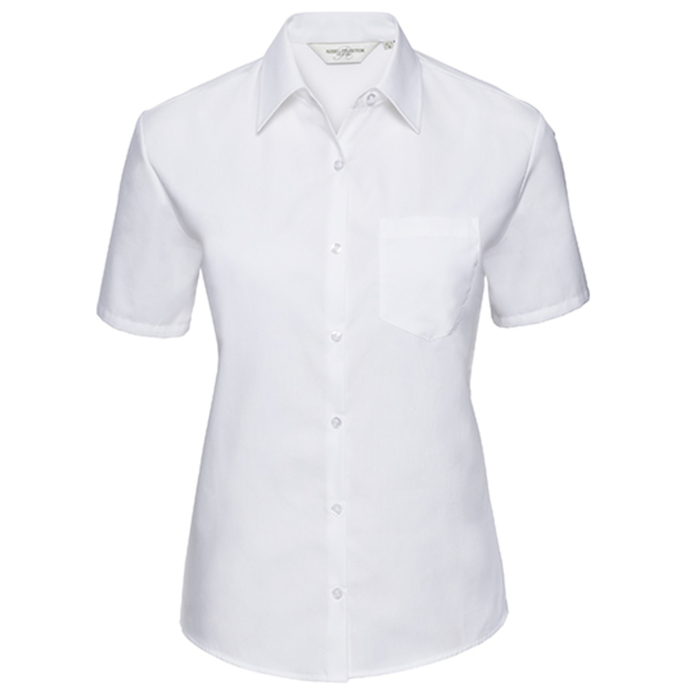Ladies` Short Sleeve Classic Pure Cotton Poplin Shirt
