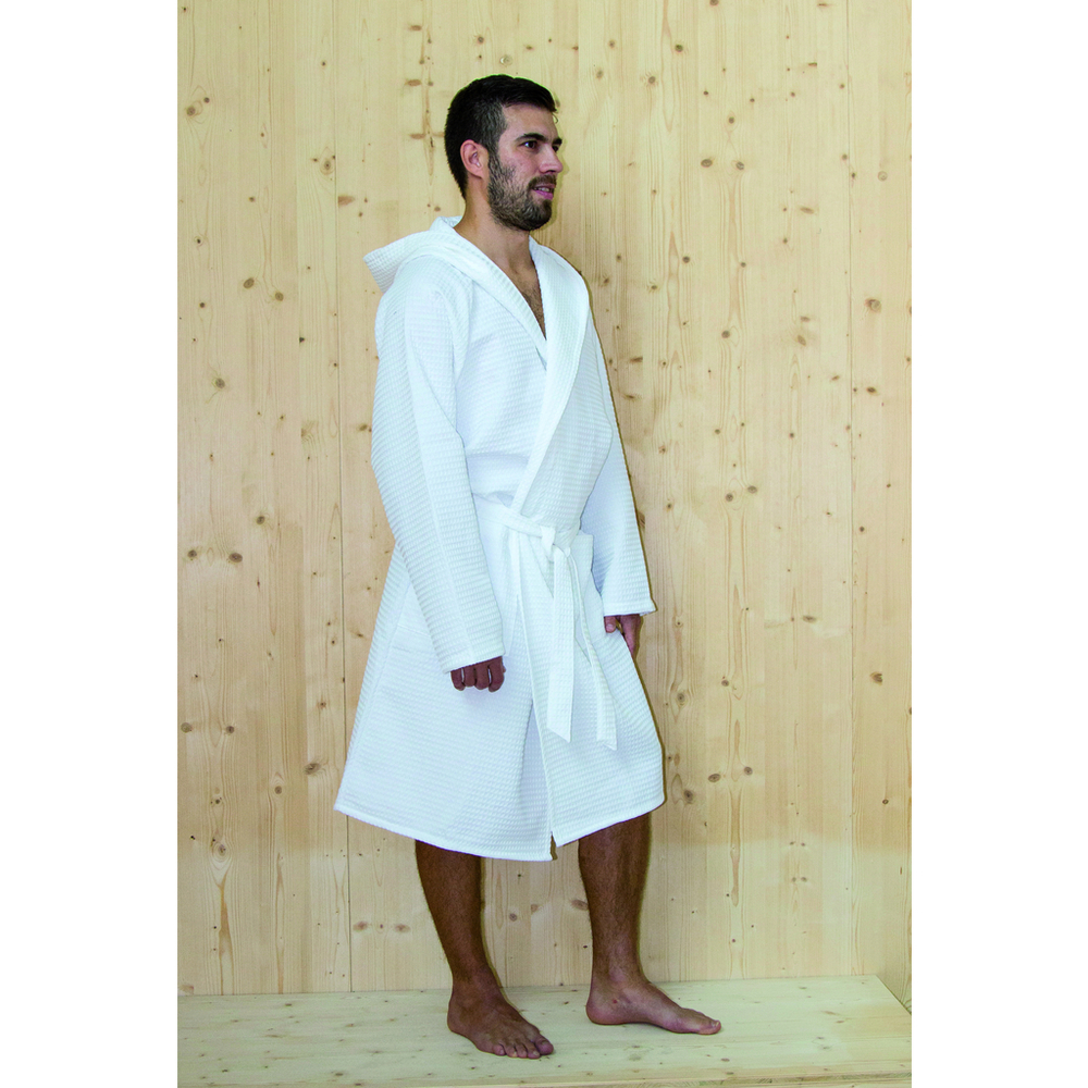 Waffle Bathrobe Hooded / Men