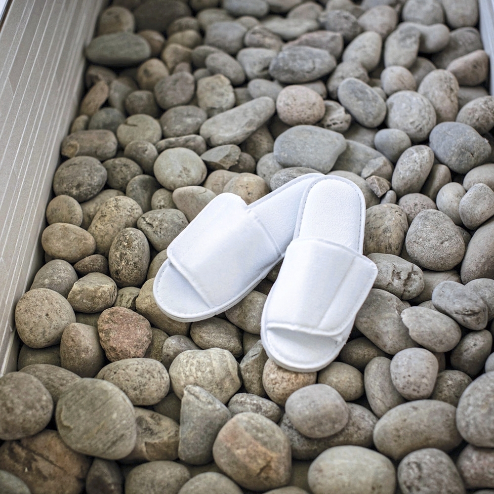 Open Toe Slipper With Hook and Loop Fastening