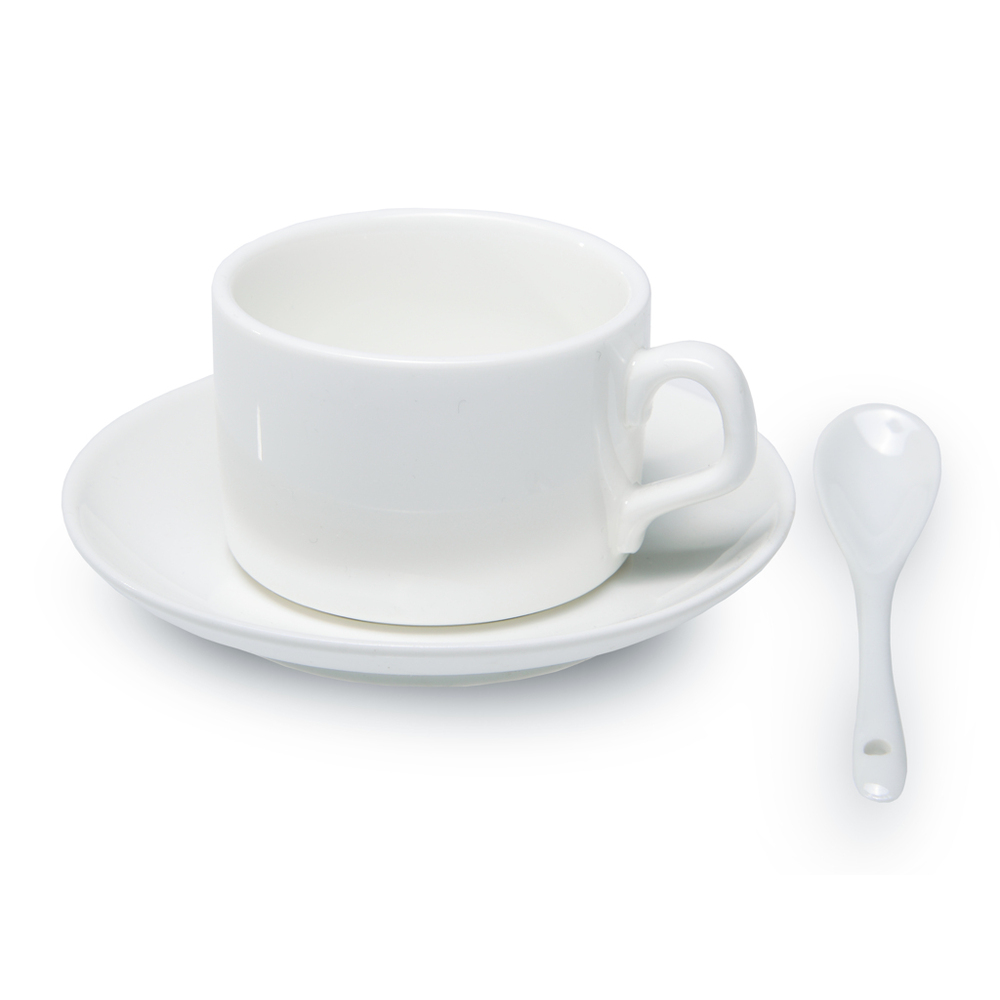 12er Karton Kaffee Set mit Löffel weiß, Grade A