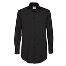 Chemise popeline manches longues à cravate noire / Hommes