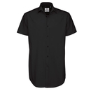 Poplin Shirt Black Tie Short Sleeve / Men