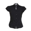 Poplin Contintental Blouse Mandarin Collar Cap Sleeve