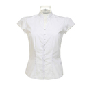 Poplin Contintental Blouse Mandarin Collar Cap Sleeve