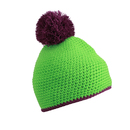 Pompon Hat with Contrast Stripe