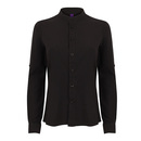 Ladies Mandarin Shirt Roll Tab Sleeve