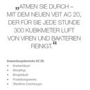 AC 20 Luftreiniger Viren und Bakterien Chemiefrie Bekämpfen - Made in Germany -
