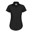 Camicia in popeline nero Legare manica corta / Donne