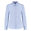 Camisa Oxford elástica de corte entallado de mujer de manga larga