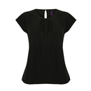 Ladies` Pleat Front Short Sleeve Blouse