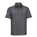 Camisa de sarga entallada de manga corta Roll para hombre