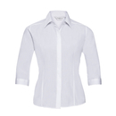 Camisa de popelina de polialgodón ajustada con mangas 3/4 para mujer