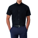 Poplin Shirt Black Tie Short Sleeve / Men