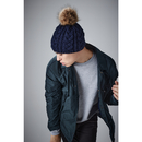 Faux Fur Pop Pom Cable Beanie