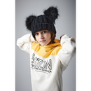 Junior Faux Fur Double Pom Pom Beanie