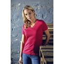 Camiseta con cuello en V y costilla para mujer