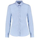 Camisa Oxford elástica de corte entallado de mujer de manga larga