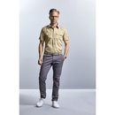 Camisa de sarga entallada de manga corta Roll para hombre