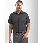 Premier Workwear - Camicia in cotone a maniche corte in popeline stretch fit da uomo