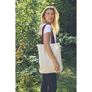 Neutral Twill Bag With Contrast Handles