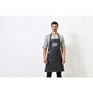 Premier Workwear Division Waxed Look Denim Bib Apron With Faux Leather