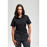 Premier Workwear - Camicia da donna in cotone popeline a maniche corte dal taglio elasticizzato